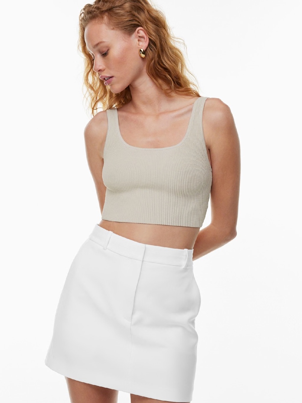 Babaton Sculpt Knit Squareneck Cropped Tank